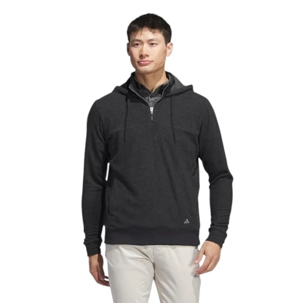 Adidas Go-To Z Golf 1/4 Zip Black Hoodie Sweatshirt Men's Size Small - II7845
